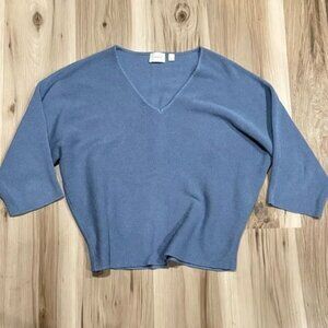 Cyrus Blue Waffle Knit Dolman 1/2 Sleeve Sweater Women’s Large